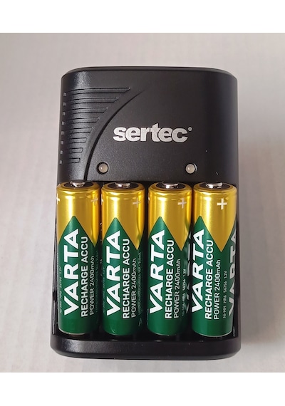 Promo Paket 4 Adet Varta Şarjlı 2600mah Aa Kalem Pil +sertec Stc-9v Aa-aaa Otomatik-hızlı Pil Şarj Cihazı