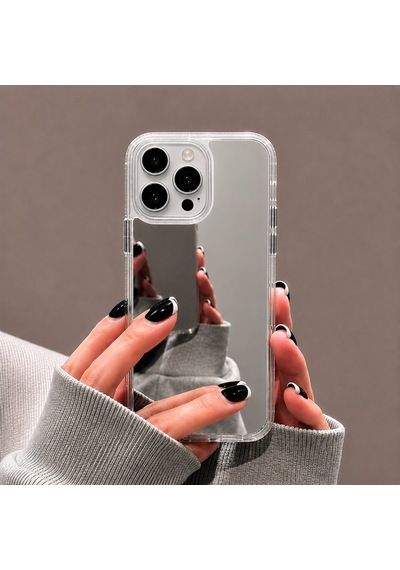 Ennar İphone 16 Pro Max Uyumlu Aynalı Kılıf Mirror Glass Gün Boyu Makyaj Kontrolü Şeffaf
