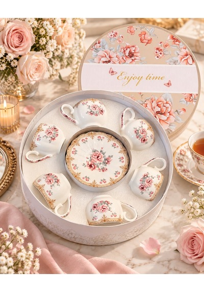 6 Kişilik Enjoy Porselen Kahve Fincanı 90 Cc-7896 Beyaz