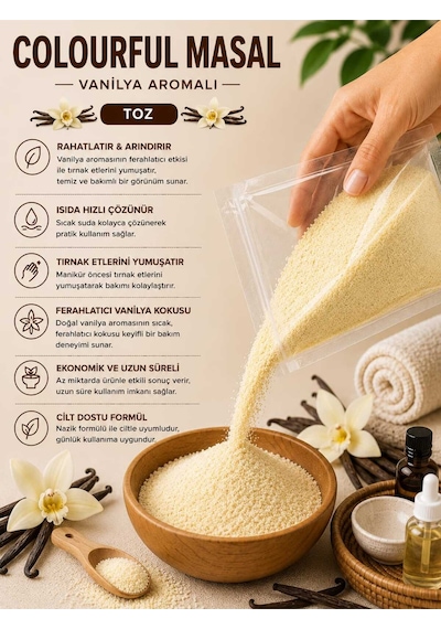 100 Gr. Vanilya Kokulu Banyo Topu Tozu, Nem Bombası, Banyo Bombası, Manikür Ve Pedikür Topu Tozu Diğer