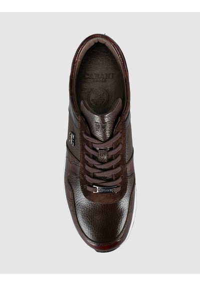 Cabani Hakiki Deri Kahverengi Bağcıklı Erkek Sneaker