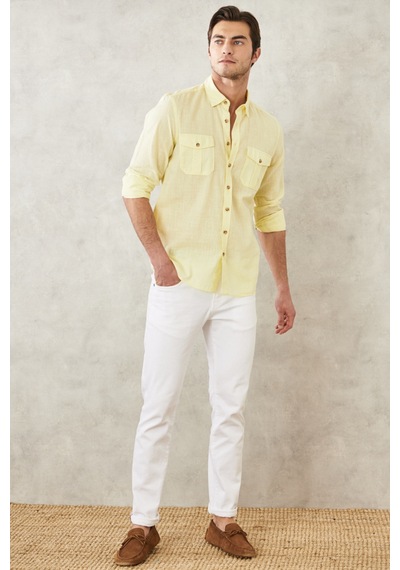 AC&Co / Altınyıldız Classics Erkek Sarı Slim Fit Dar Kesim Düğmeli Yaka %100 Pamuk Flamlı Gömlek 4A2022200034SARXL Sarı AC&Co / Altınyıldız Classics Erkek Sarı Slim Fit Dar Kesim Düğmeli Yaka %100 Pamuk Flamlı Gömlek 4A2022200034SARXL Sarı