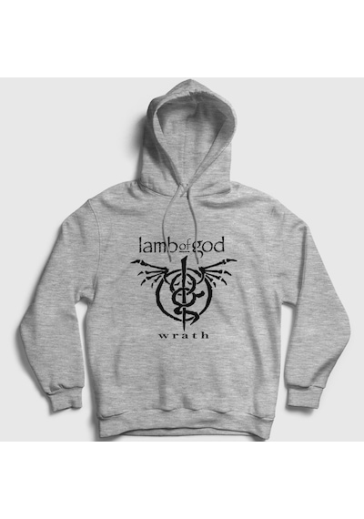 Presmono Unisex Wrath Lamb Of God Kapüşonlu Sweatshirt Gri Melanj