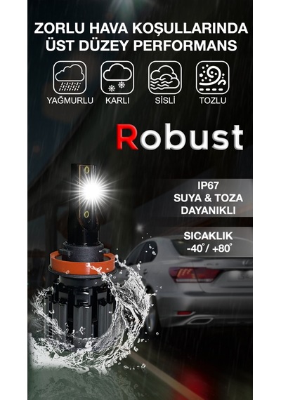 Robust Led Xenon H11 S8 15.000 Lümen 50 Watt Csp 12v-24v Uyumlu