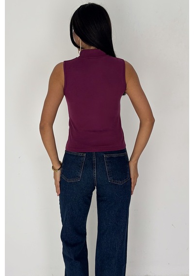 Noa & Noa Kadın Kolsuz Boğazlı Basic Body Sleek Core Mor