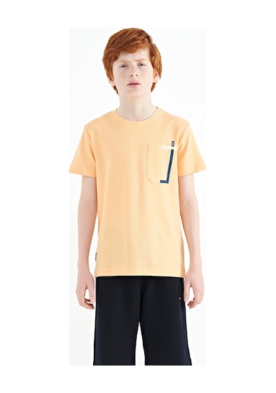 Tommylife Tommy Life Kavun İçi Cep Detaylı O Yaka Standart Kalıp Erkek Çocuk T-shirt - 11120 Sarı