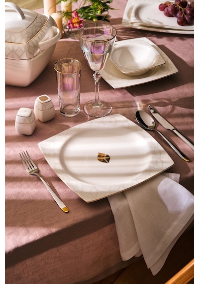 Emsan Fine Bone Golden Leaf 60 Parça 12 Kişilik Yemek Takımı Gold