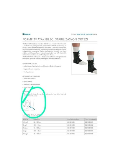 Bioaktif Form Fit Ayak Bileği Ortezi Large
