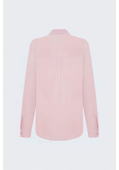 Sateen Düz Klasik Gömlek - Pembe-137785