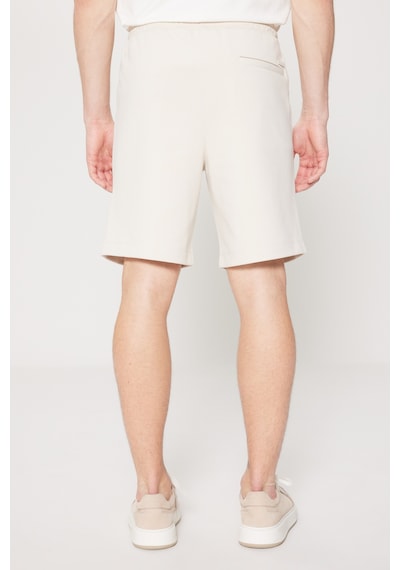 AC&Co / Altınyıldız Classics Erkek Bej Slim Fit Dar Kesim Pamuklu Yan Cepli Örme Şort Bej