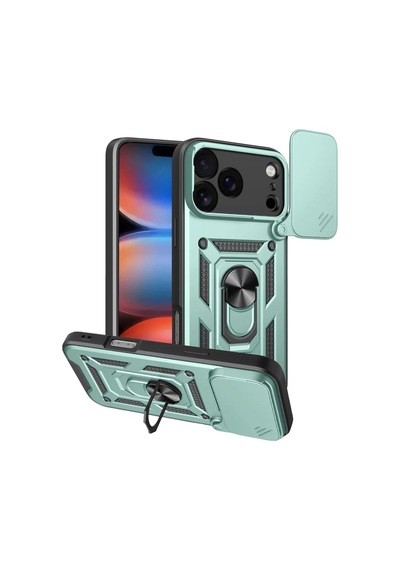 Newface Apple iPhone Uyumlu - 17 Pro Max Pars Lens Yüzüklü Silikon - Yeşil Belirtilmemiş