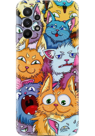 Samsung Uyumlu Galaxy A23 Kilif Silikon Desen Kediler 1723 537535216
