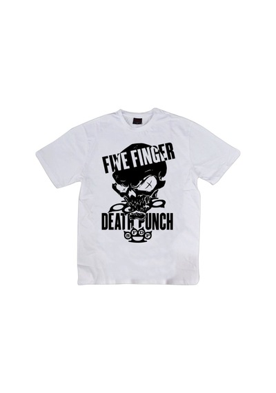 Stoned&Fame Unisex Beyaz Five Finger Death Punch Baskılı T-shirt Beyaz