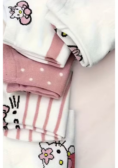Hitit Socks Kadın 5 Çift Günlük Kullanıma Uygun Sevimli Kedi ... Çok Renkli