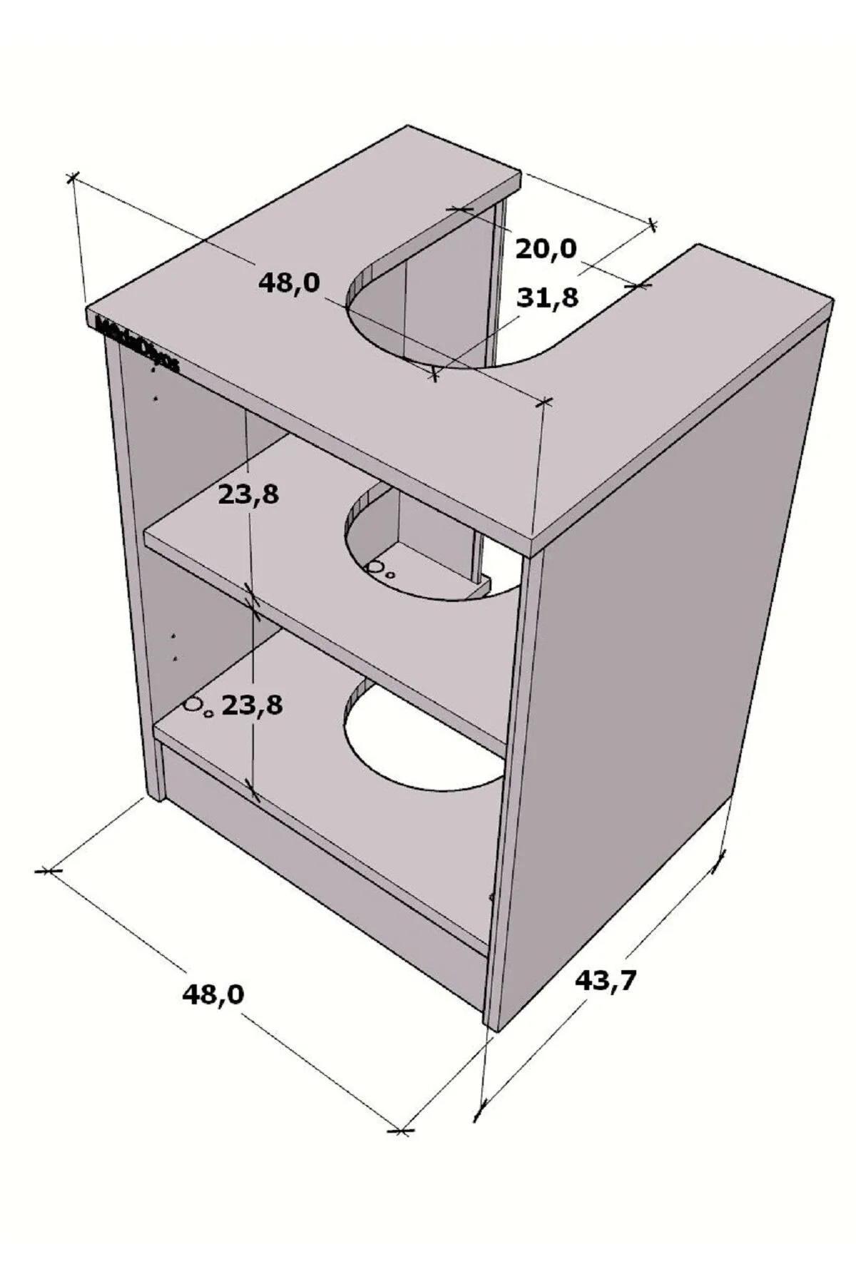 Modelisa Mini Lavabo Altı Dolap, Ayaklı Banyo Dolabı - Mdf Beyaz