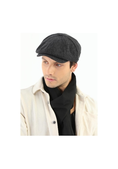 Elif İç Giyim Erkek Desenli Kasket Peaky Blinders Kaşe Kumaş Şapka Kasket Antrasit