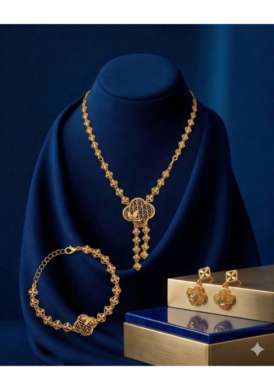 Goldessa Altın Kaplama 3'lü Takı Seti Günlük Kullanım Hediyelik Luxury