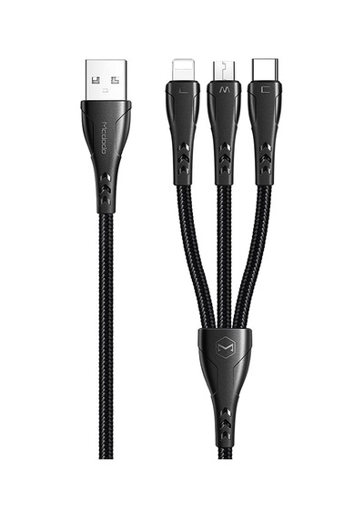 Mcdodo Ca-6960 3in1 Lightning-micro-type-c Şarj Kablosu 3a 1.2m Siyah Sku: Zeus8690010079855