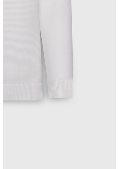 AC&Co / Altınyıldız Classics Erkek Ekru Pamuklu Standart Fit Normal Kesim Yarım Balıkçı Yaka Desenli Triko Kazak Ekru