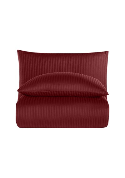 Linestyle Çift Kişilik %100 Pamuk Saten 90 Tel Nevresim Seti Bordo 3 Parça
