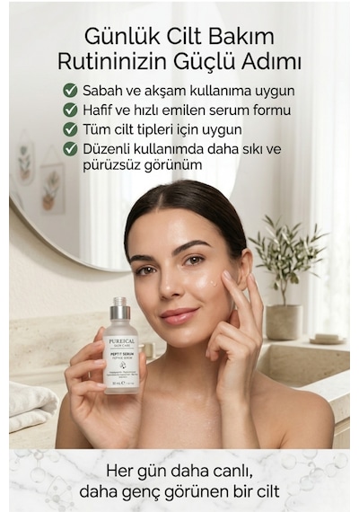 Pureical Peptit Serum, Kırışıklık Karşıtı, Anti Aging Cilt Sıkılaştırıcı Serum30 Ml
