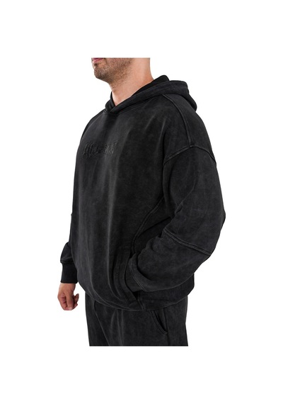 Kingsize Nutrition Kingsize Darksteel Antik Yıkamalı Oversize Sweatshirt Siyah Siyah