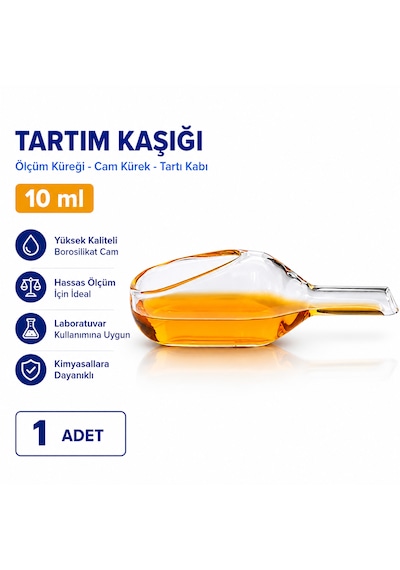 Tartım Kaşığı 10 Ml - Ölçüm Küreği - Cam Kürek - Tartı Kabı