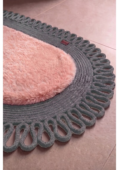 Banyo Paspası Takımı 60x100+60x60 Cm Dış Trikot Pembe & Antrasit Gri