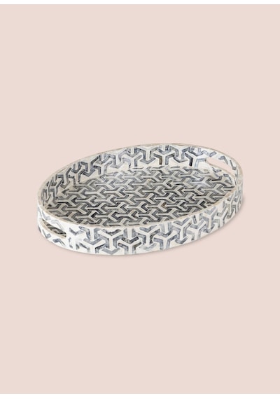 The Mia Sedef Oval Tepsi 50x36x6 Cm Tlc0094 Lacivert