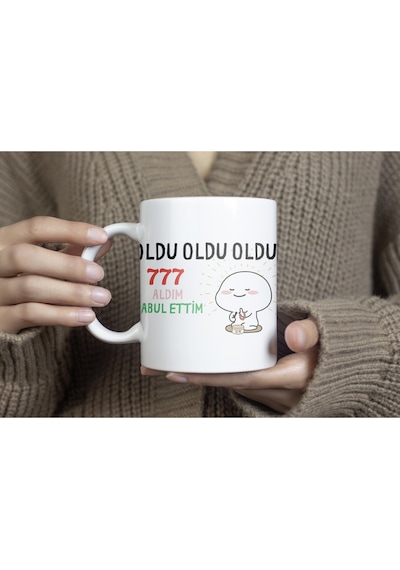 Oldu Oldu Oldu 777 Aldım Kabul Ettim Kupa Bardak Pozitif Enerji Ve Niyet Temalı Tasarım Bardak Beyaz