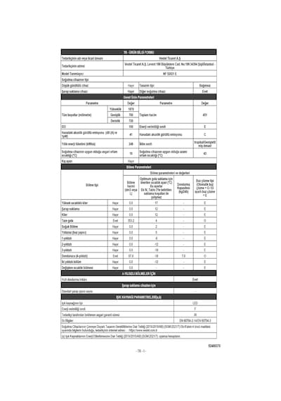 Regal NF 52021 E 451 LT No-Frost Çift Kapılı Buzdolabı