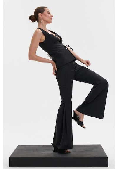 Rebellion Venüs Wool Pants Siyah Beyaz Çizgili