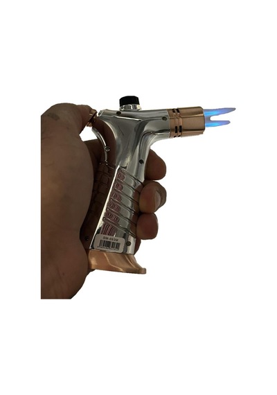 Çift Alevli Masaüstü Pürmüz Jet Çakmak Gümüş Metal