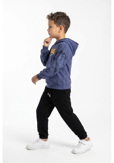 Toontoy Kids Toontoy Erkek Çocuk Kapüşonlu Swag Baskılı Eşofman Takım İndigo