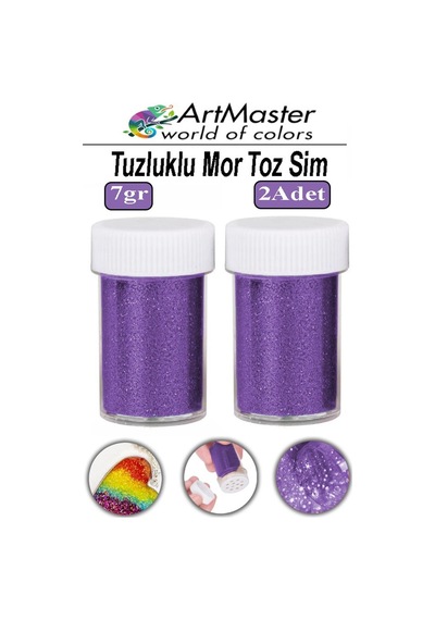 Toz Sim Mor 2 Adet 7 Gr Tuzluklu Etkinlik Ders Okul Slime Dekorasyon Renkli Toz Sim Dekor Süsleme