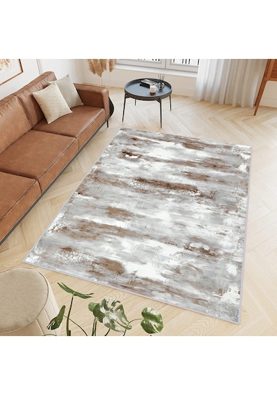 Rovigo Home Dijital Baskı Yıkanabilir Kaymaz Taban Salon Halısı Rvg0412 Kahverengi