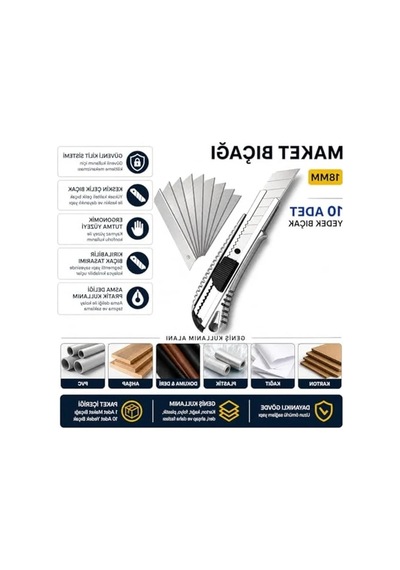 Maket Bıçağı Ve 10 Adet Yedek Bıçak Seti, Profesyonel Kullanım