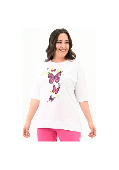 Kadın Büyük Beden Kelebek Baskı Detaylı T-shirt Takım 8114-25 001