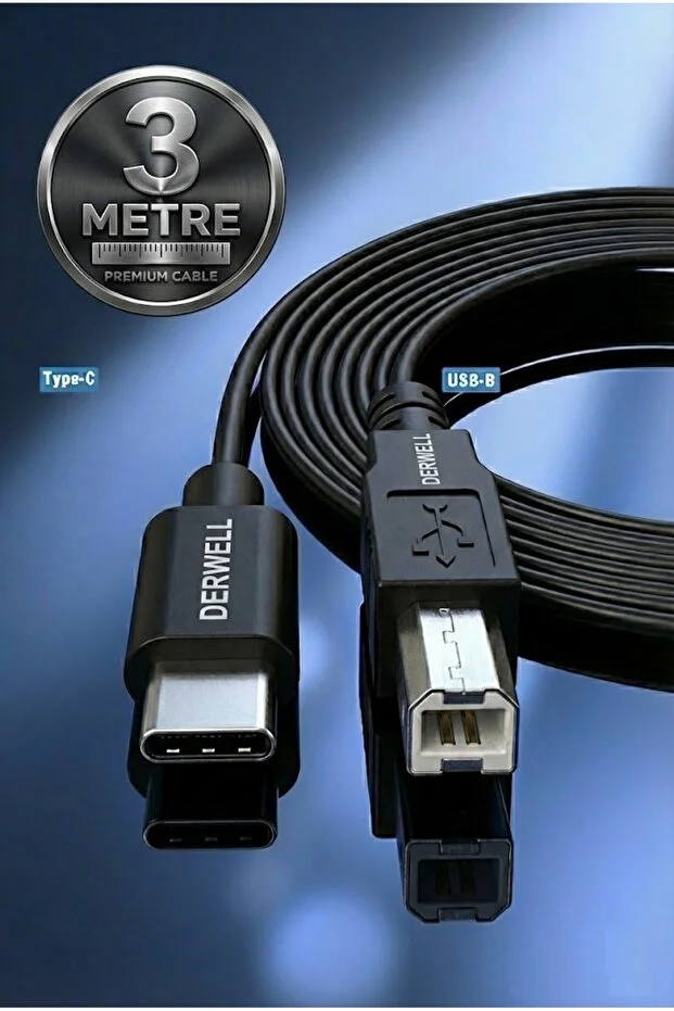 3 Metre 3mt Type C To Usb Printer Yazıcı Tarayıcı Mıdı Cihazları İçin Bağlantı Kablosu Üniversal Cabble Siyah