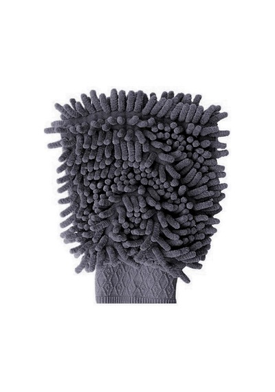 Microlüks Şönil Mikrofiber Oto Yıkama Eldiveni, Gri Renk, 20 X 24 Cm. Beyaz