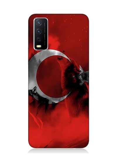 Vivo Y20 Uyumlu Silikon Kılıf Türk Bayrağı Ve Kurt
