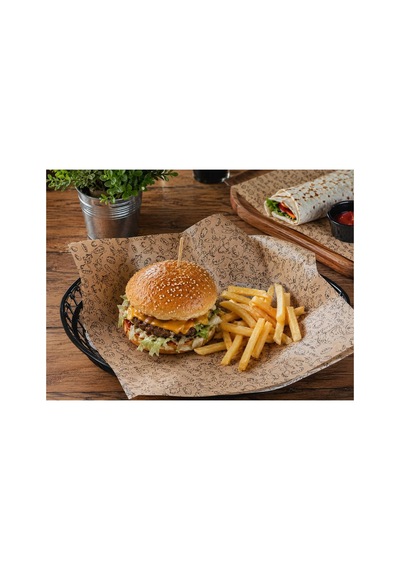 Şamua Kağıt 50x35 Cm 100 Adet Yağ Geçirmez Servis Kağıdı Gıdaya Temas Uygun Sandviç Ve Hamburger Servis Kağıdı