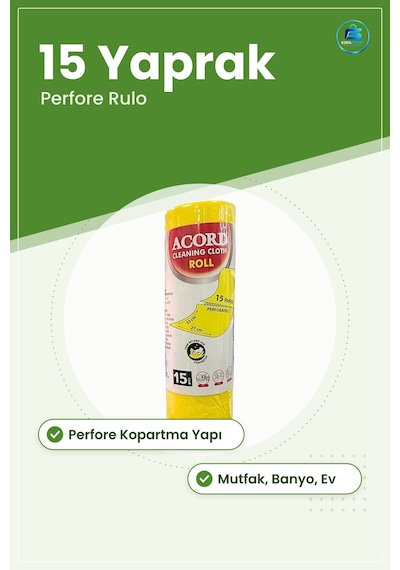 Temizlik Bezi Yaprak Perfore Rulo Sarı Yüzey Silme Mutfak Banyo E Çok Renkli
