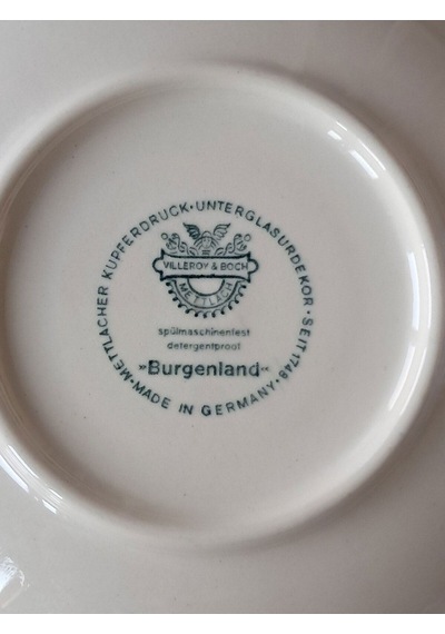 Vintage Burgenland Çiçek Desenli Antika Çay Fincanı Seti Mavi Mavi