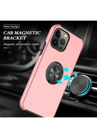 Newface Apple iPhone Uyumlu 13 Pro Max Kılıf Elit Yüzüklü Kapak Semeglbl - 78 - Pembe