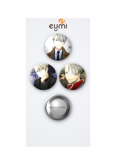 Yuri On İce Viktor Animesi Viktor Nikiforov Anime 3'lü Metal Rozet Seti 58mm İğneli Buton Çanta Yaka Rozeti Çok Renkli