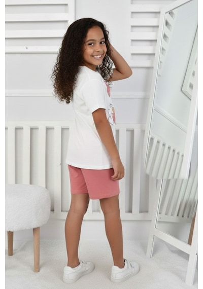 Daisy Baskı Kız Çocuk Şortlu Takım-90348 Pembe
