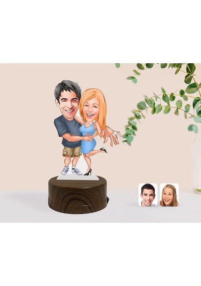 Kişiye Özel Sevgililer Karikatürlü Dekoratif 3D Biblo Led Işıklı (481495415)