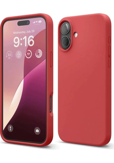 Newface Apple İphone 16 Plus Kılıf Nano İçi Kadife Silikon - Kırmızı