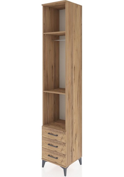 Hyperion Dolap 3 Raflı 3 Çekmeceli Tek Askılı 44x44x243 Çam-çam Çam